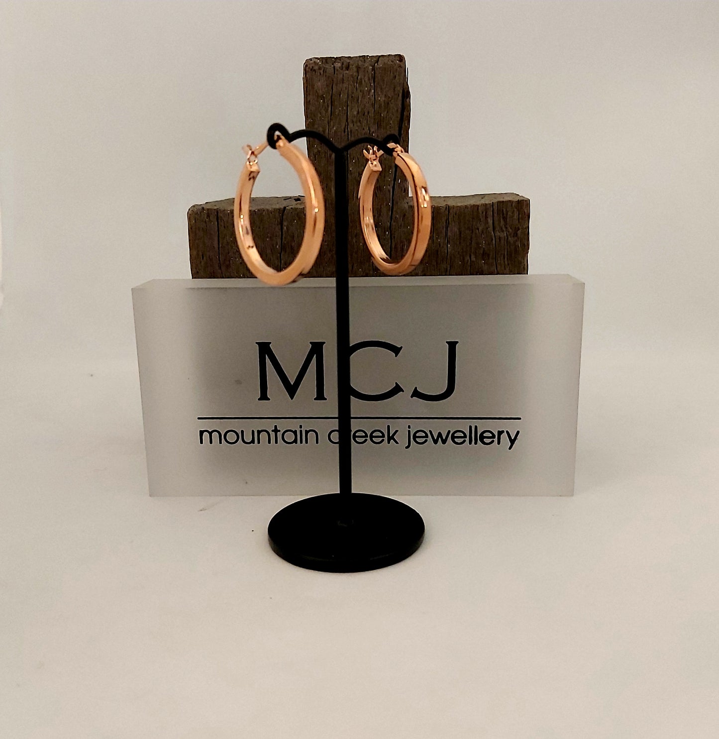 Mountain Creek Jewellery Sterling Silver Rose Gold Plated Medium Round Hoops
