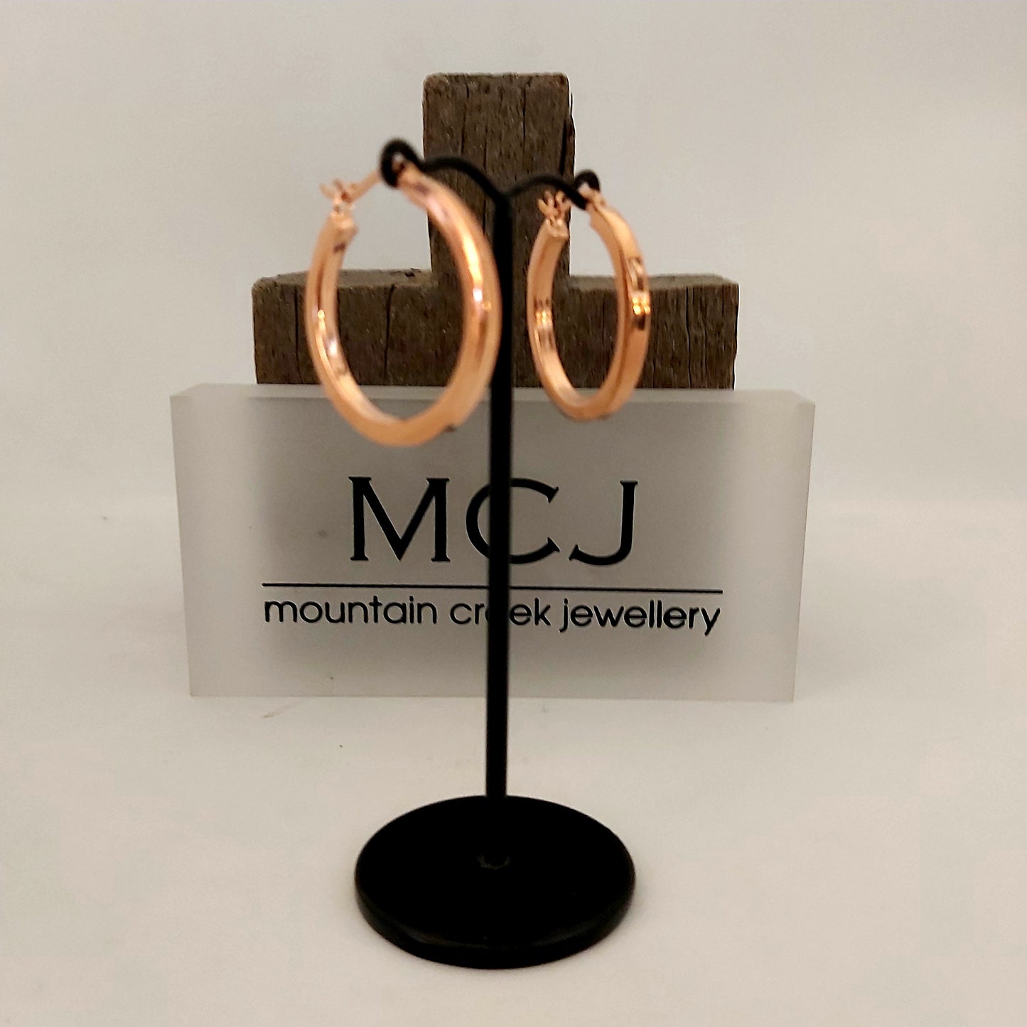 Mountain Creek Jewellery Sterling Silver Rose Gold Plated Medium Round Hoops