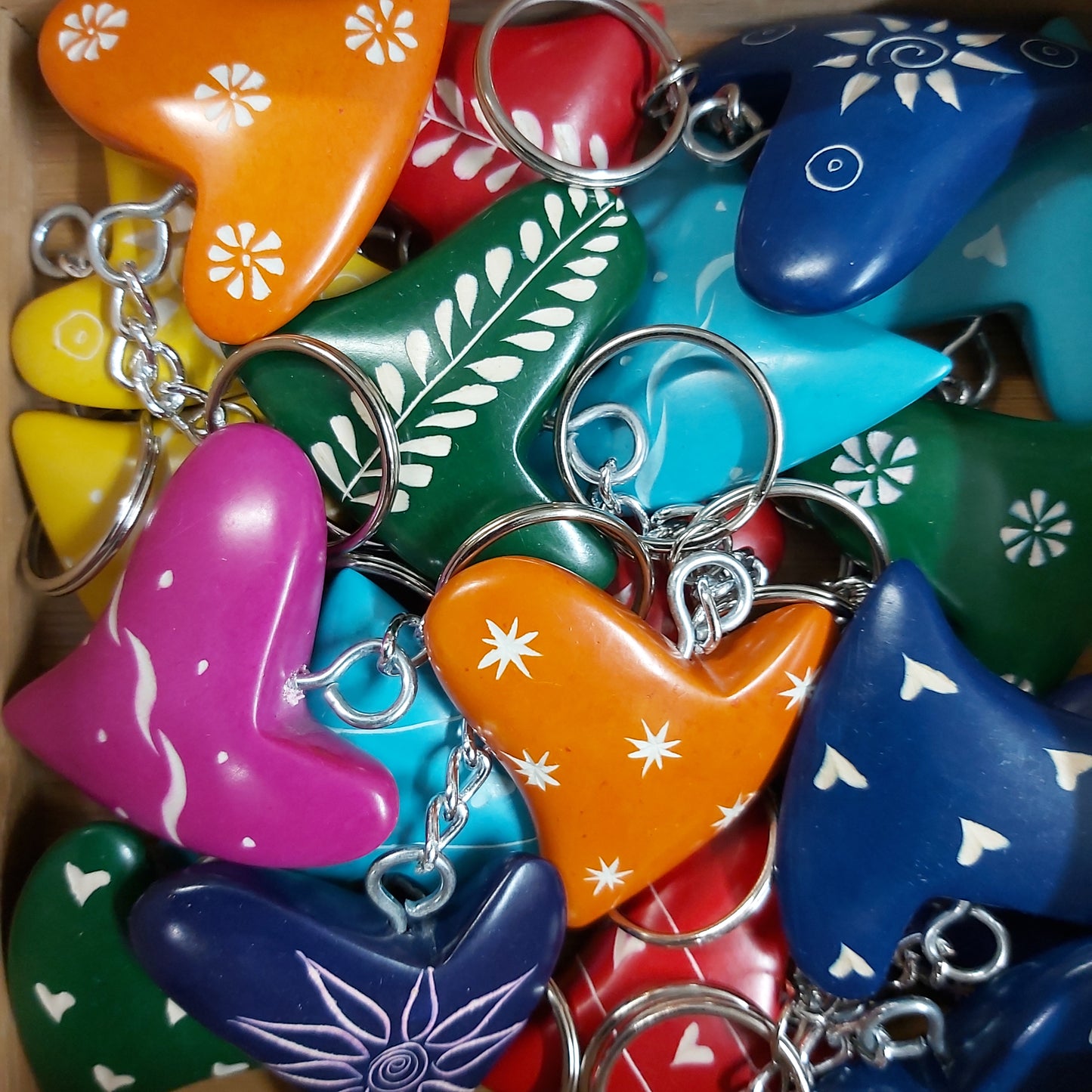 Key Ring Wonky Hearts - Hand Crafted Soap Stone
