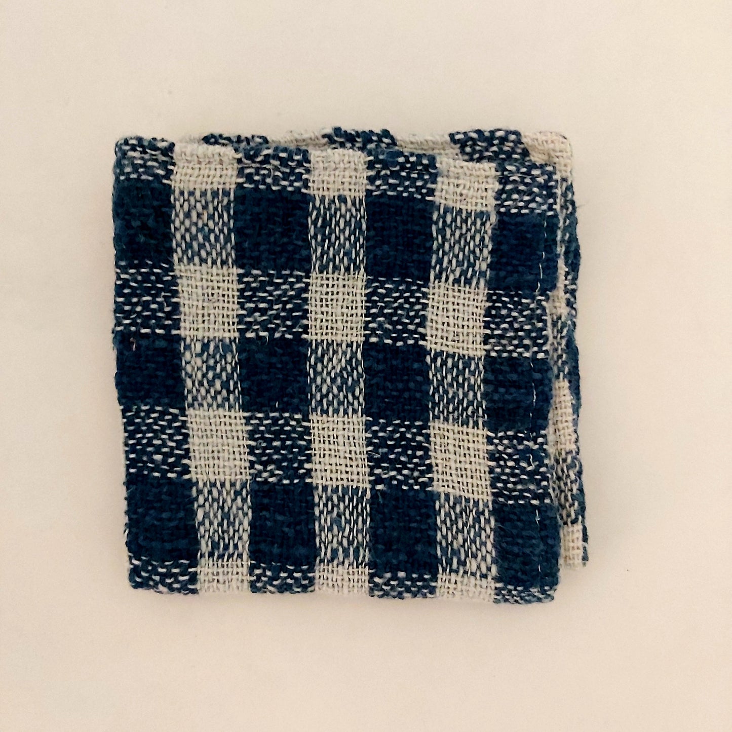 Loom Designs Indigo & Natural Check Cotton Face Washer