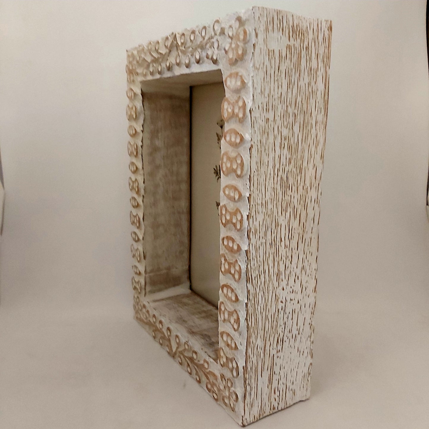 NF Wood Box Frame - White Antique