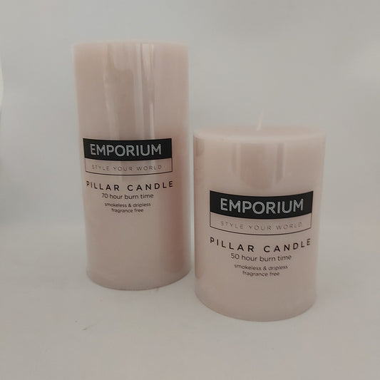 Emporium Pale Pink Unscented Pillar Candles