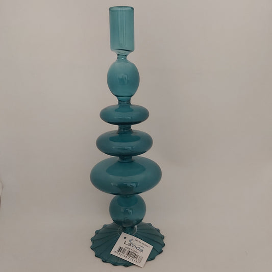 LaVida Blue Glass Candle Holder