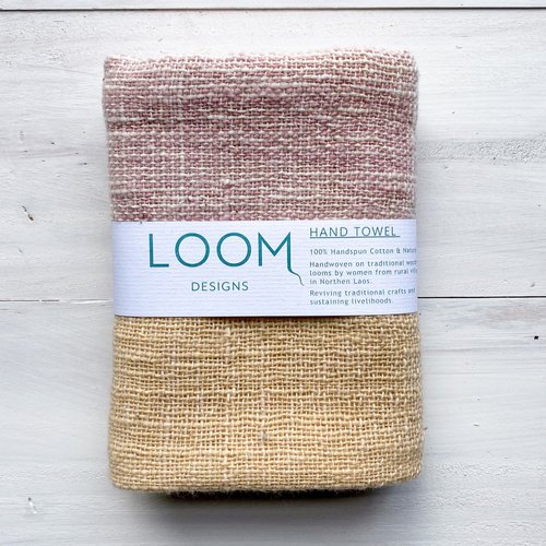 Loom Designs Pink, Jackfruit & Natural Cotton Hand Towel