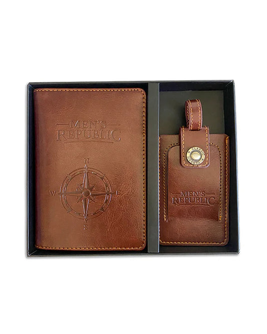 Men's Republic Brown Faux Leather Wallet & Keyring