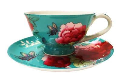 Anna Chandler Chinoiserie Aqua Tea Cup & Saucer