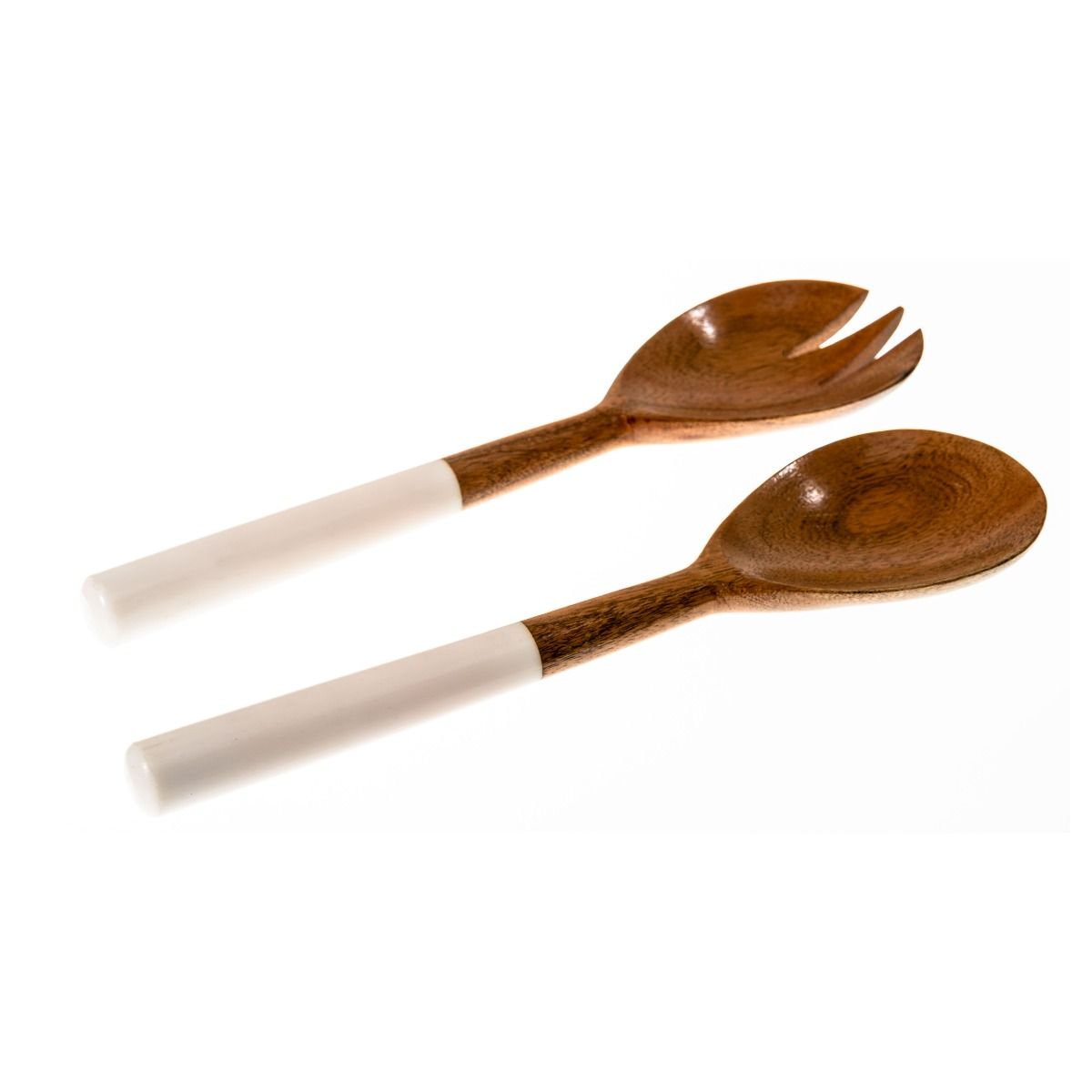 H&G Living Wood & Marble Salad Servers